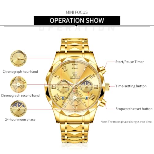 Image of OLEVS Watches for Men Chronograph Business Dress Large Face Mens Wristwatch | Stainless Steel Strap, Luminous, 30M Waterproof, Multifunction,Watch Gift for Men