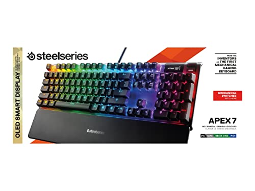 Image of SteelSeries Apex 7 Mechanical Gaming Keyboard - OLED Smart Display - Blue Switch - American (QWERTY) Layout - Standard