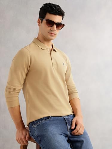 Image of Thomas Scott Men's | Solid | Full Sleeve | Regular Fit | Cotton Blend | Polo Collar | Casual Tshirt
