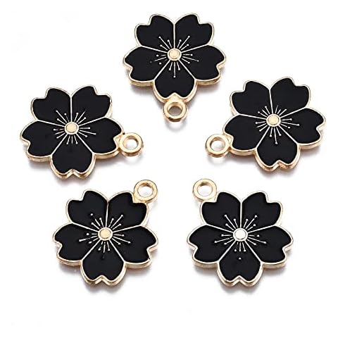 Crafans Alloy Enamel Sakura Flower Pendants Cover