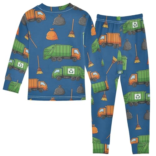 Pajama Sets Long Sleeve Garbage Trucks Brooms Bags Soft Comfy Sleepwear 2 Piece PJS 3-8T3