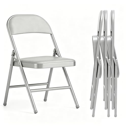 Asdsed Juego de 4 sillas Plegables Acolchadas con Capacidad de Carga de hasta 158 kg, sillas Plegables de Metal con Fuerte Marco de Acero, sillas Plegables para Cocina, Comedor, Interior y Exterior