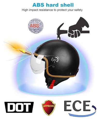 Casque moto jet bluetooth intégré avec visière rétractable et finition cuir - 4