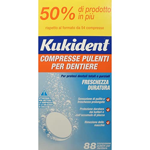 Kukident Kuk0100016 Capsule Pulenti Dentiere, 88 Compresse, 158.4 g