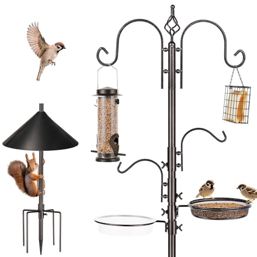 ERYTLLY Bird Feeders Bird Feeding Station Kit Bird Feeding Pole Wild Bird Feeder Hanging Kit with Squirrel Guard Baffle Suet Cage Tube Bird Feeder Planter Hanger Multi Feeder for Attracting Wild Birds - image 1