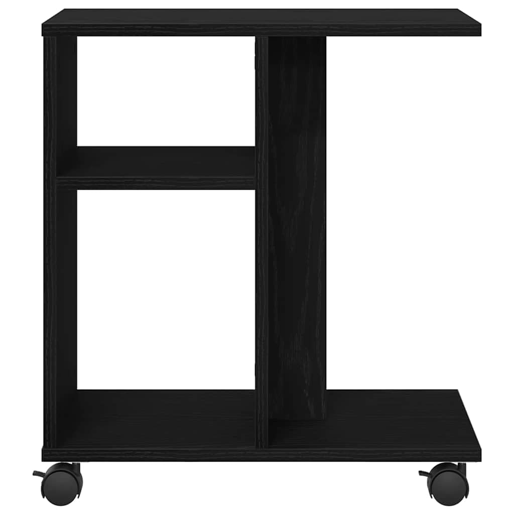 Mesa auxiliar con estante y ruedas, aspecto de roble negro, 50 x 30 x 55 cm, superficie de almacenamiento para salón, sofá, sillón, dormitorio, pasillo, con espacio de almacenamiento y