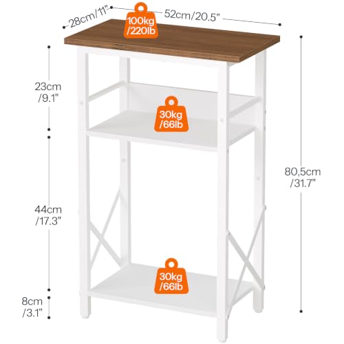 Image of HOOBRO 10 Gallon Aquarium Stand, 3-Tier Fish Tank Stand with Storage, Reptile Turtle Tank Stand with Metal Frame, 20.5 inch L x 11 inch W, Walnut and White WH52FT01