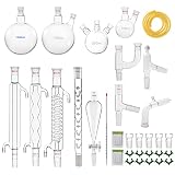 Chemistry Glassware Set,32PCS Laboratory Glassware Kit 24/40 Lab Distillation Apparatus