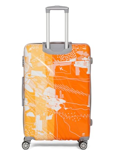 Image of Teakwood World Small 75 cm Check in Size Trolley Bag Polycarbonate 360 Degree 8 Wheels Luggage Bag with TSA Lock, Adjustable Handle Trolley Bags for Travel, Suitcase for Travel | Orange