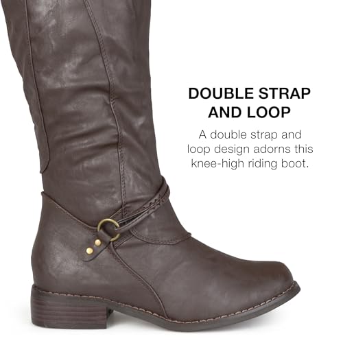 Journee Collection Women's Harley Stacked Heel Riding Boots - Brown - 6.53