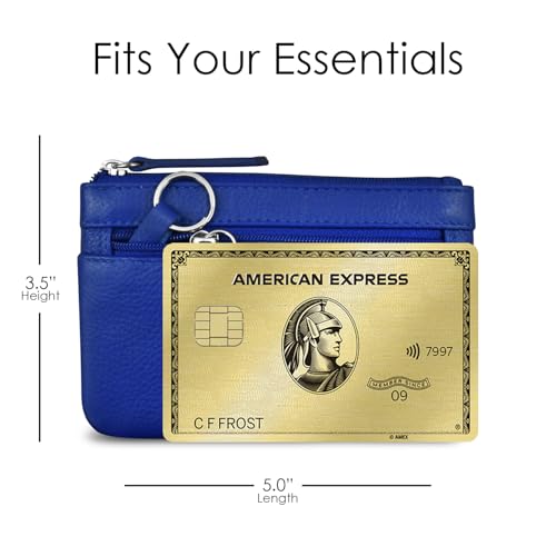 Image of ili New York Leather Mini Compact Coin Purse - Cobalt