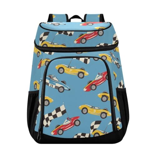 Racing Cars Cooler Backpack Leakproof Insulated Lunch Cooler Bag 30 Cans Camping Backpacks for Picnic Beach Road Trip