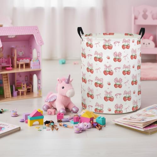 Image of Baby Laundry Hamper kids laundry Basket Waterproof Laundry Bag for Bedroom Clothes Organizer Room Decor(Strawberry)