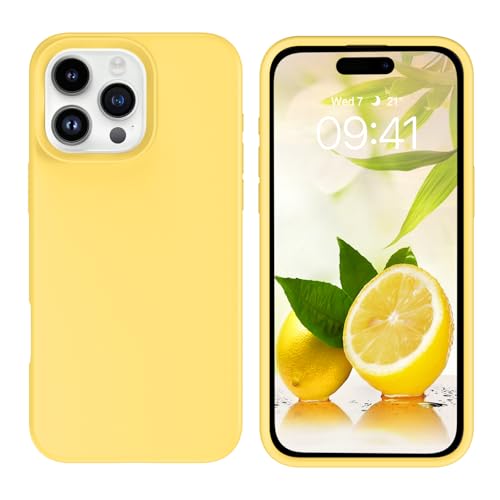 GUAGUA for iPhone 16 Pro Max Case 6.9 Inch Liquid Silicone Soft Gel Rubber Slim Microfiber Lining Cushion Texture Cover Shockproof Protective Phone Case for iPhone 16 Pro Max, Yellow by GUAGUA - Used condition - US$6.47
