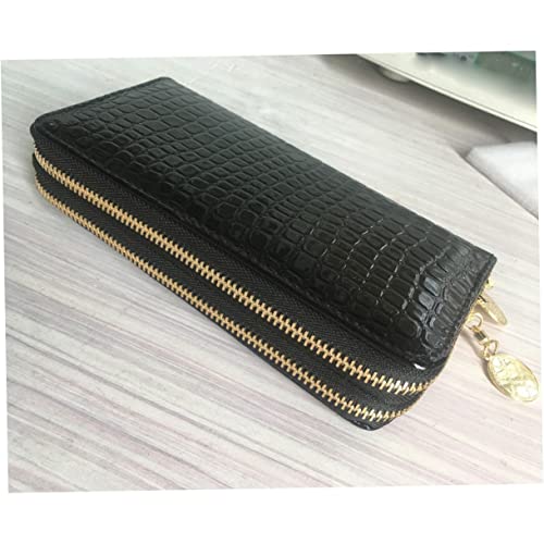 Portable Pu Leather Long Zipper Wallet for Women Large Capacity Black Patent Leather Purse with Multi Slots for Cards Cash Coins and Phones3