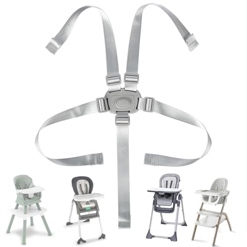 Image of High Chair Straps Replacement Compatible with Graco Highchairs | Most 5 Point High Chairs, Adjustable High Chair Belt, Secure Buckle
