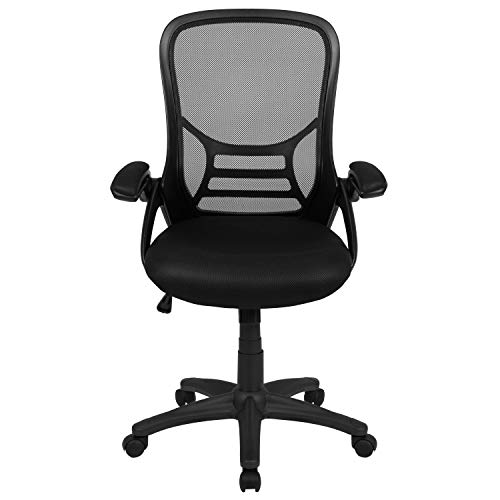 Flash Furniture High Back Black Mesh Ergonomic Swivel Office Chair With Black Frame And Flip-Up Arms #TOP7