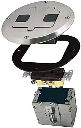 RACO 1-Gang Floor Box Kit, Recessed Duplex 15A TR Device, Steel Box, Nickel