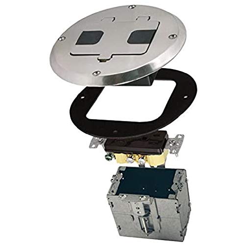 Hubbell-Raco 6239 Floor Kit with Recessed Duplex 15A TR Device and Adjustable Steel Box, 1-Gang, Nickel by RACO - Used condition - CA$58.97