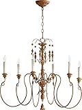 Quorum International Salento 6‑Light 32″ Chandelier | French Umber Traditional Candle‑Style Fixture | Candelabra E12 Bases | Dry Rated | Includes 8′ Chain | 6006-6-94