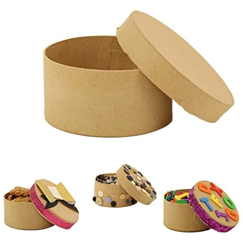 Better Crafts Round Paper-Mache Box DIY Gift Box with Lid (Pack of 12) Cover