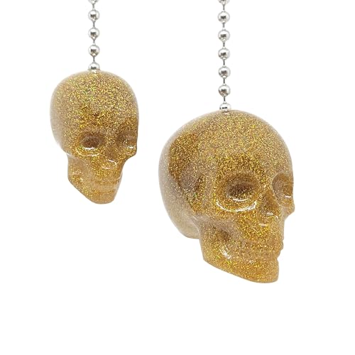 Image of Glitter Skull Fan Pulls (Gold)