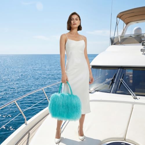 Image of Women Luxury Real Lamb /Mongolian Flush Wool Fur With Genuine Leather Handles Handbag
