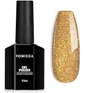 TOMICCA UV Nagellack Weihnachten Glitter Gold, Glitter Gold Gel-Nagellack, Soak Off UV/LED Gel Go...