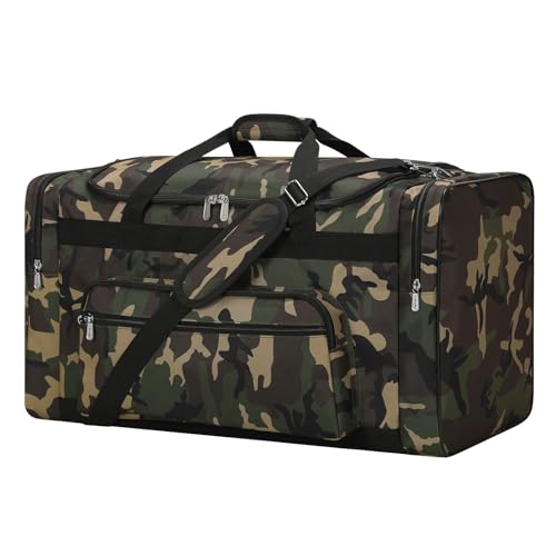 YoKelly 75L Large Duffle Bag for Men - 26 inch Duffel Bag Heavy Duty for Weekend Travel Sport Camping/Travel - Camo