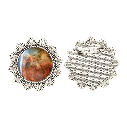 Broche de nubes marrones de diseño artístico con acabados plata pulida