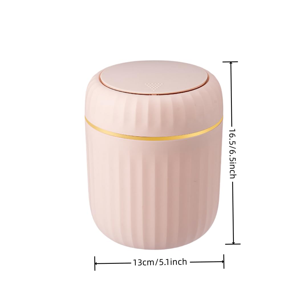MEETOZ Desktop Trash Can,with Press Type Lid,Mini Plastic Desktop Trash Bin for Family Living Room Kitchen Bathroom Office Car Indoor Plastic Trash Can,with 60 sheets of Trash Bags (Pink) - Image 2