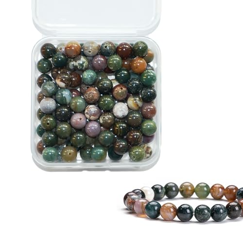 BLAESIFF 8mm Perles pour bracelets, 100 pièces Perle Pierre Naturelle rondes Perles Semi Precieuse pour la fabrication de bijoux, boucles d'oreilles collier...