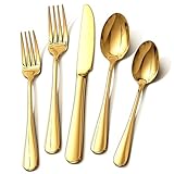 Gold Silverware Set for 8, 40 Piece Food-Grade Stainless Steel Flatware Set, Rust-proof...