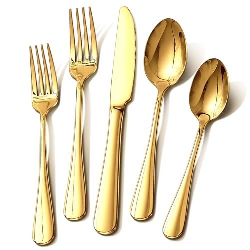 40-Piece Rust-proof Gold Flatware