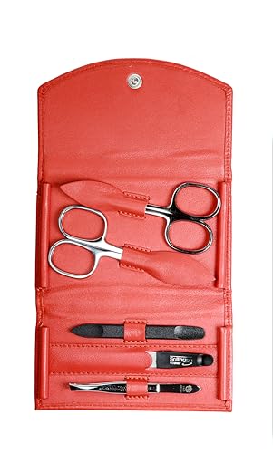 Kit manucure anti-ongles cassés en cuir véritable avec ciseaux et lime fine - 2