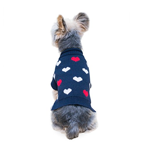 Stinky G Mini Heart Dog Sweater Navy Blue Size #10