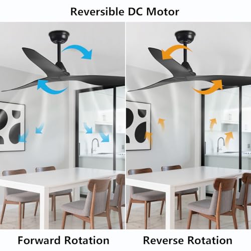 Ventilateur de plafond 6 vitesses silencieux et réversible avec télécommande - 8
