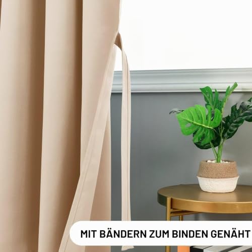 DWCN Verdunkelungsvorhänge Thermovorhänge Vorhänge Blickdicht Kräuselband – Ansicht 3
