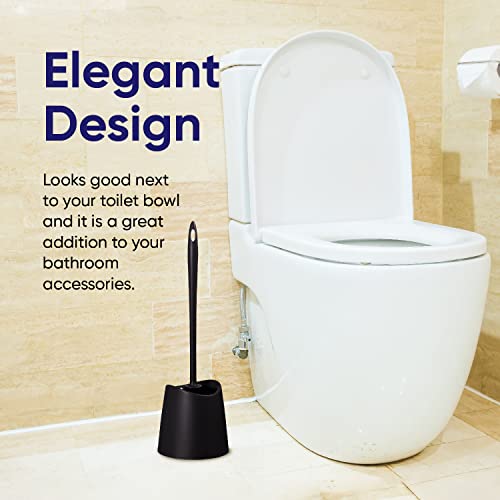 Image of Toilet Brush Cleaner and Holder Black Toilet Bowl Cleaner Brush with Scrubbing Wand, Brush and Storage Caddy for Easy Bathroom Cleaning
