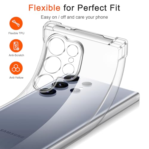 Image of Lustree Back Cover Transparent Case Compatible with Samsung Galaxy S25 Ultra | Clear + TPU Case with 4 Corner Air Cushion Protection & Camera Protection | Slim& Stylus Cover