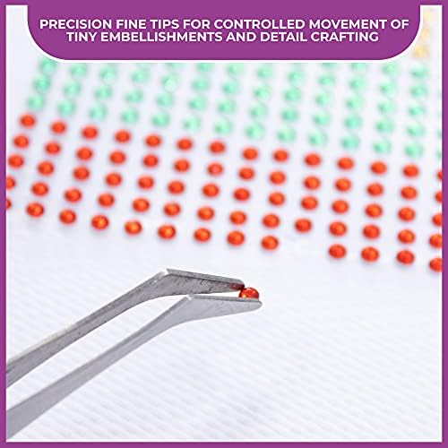 Crafter's Companion Precision Set for Crafting Projects-Includes 4 Tweezers [Flat End, Straight Point, Angle Point & Needlepoint] -Anti-Magnetic, Smooth Thin Tips & Grip Handles, White, One Size