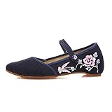 schuhe mit namen bestickt Orientalisches Kunstdesign. YYXDDD Bestickte Stoffgöttin Kleine frische Schuhe mit weichen Kissenlagen Von Hand nähen @ Dark Blue_38