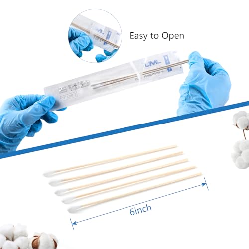 jmu 6 inch sterile cotton tipped applicators 200 count long cotton swabs wood shaft medical swabs