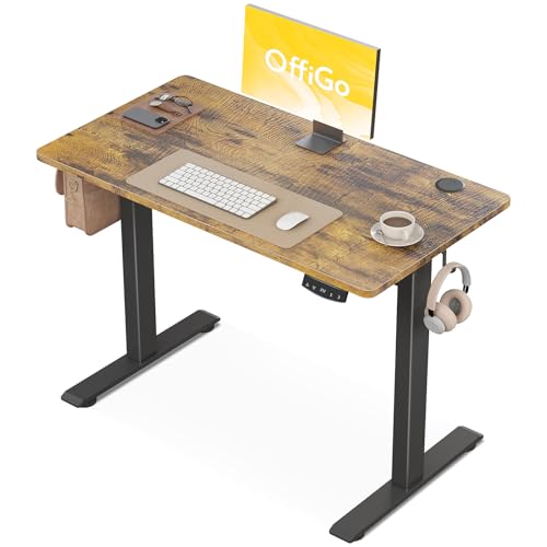 OffiGo Escritorio Elevable, Mesa Elevable Escritorio 100 cm, Escritorio Ergonómico con Función de Memoria, Standing Desk, Moderno Mesa Ordenador para el Hogar y la Oficina, Marrón
