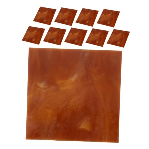 Tofficu Plaques de Verre Coloré Mosaïque Artisanale pour Vitrail, Kit Feuille de Verre Trempé, 10 Pièces Marron, Transmission Lumineuse, Matériaux pour Projets...