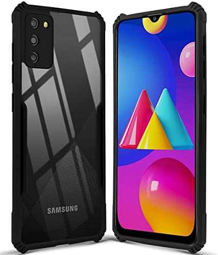 Image of Jkobi Back Cover Case for Samsung Galaxy M02s (Crystal Glass Back | Camera Protection | Shockproof | Professional Black)