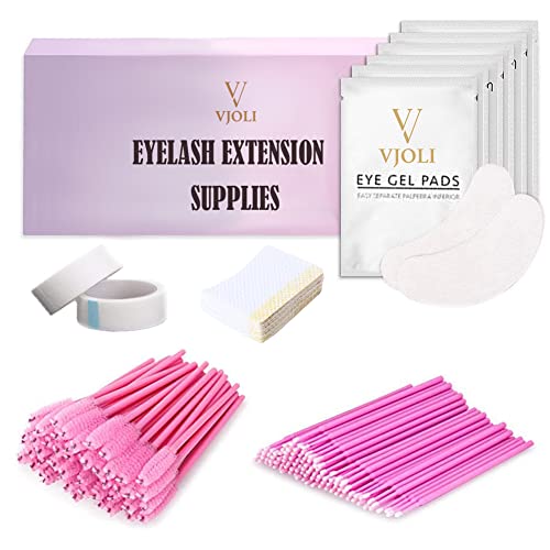 Wimpernverlängerung Pads Set 60 Paar Augenpads 100 Stück Microbürsten Wimpernbuerste 120 Einweg Wimpernbürsten Wimperntusche Pinsel 40 Trocken Pad Patches 2 Rollen Wimpern Tape für Wimpernverlängerung Cover