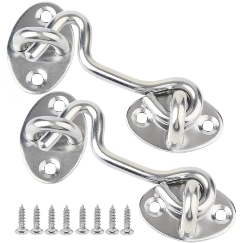 Litensh 2PCS Crochets de cabine et loquet à œillet pour placard, loquet de porte de grange, loquet à œillet pour portail, crochet pivotant pour porte...