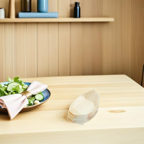 STOBAZA 200 placas de sushi de madera 13.5cm x 7.7cm miniatura 5