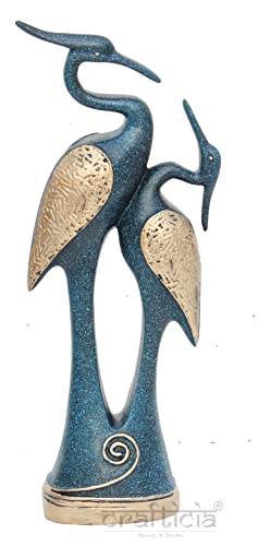 Image of Resin Kissing Swan Duck Pair Showpiece Love Birds Crane Figurine for Home Decor (11X35 cm, Blue)